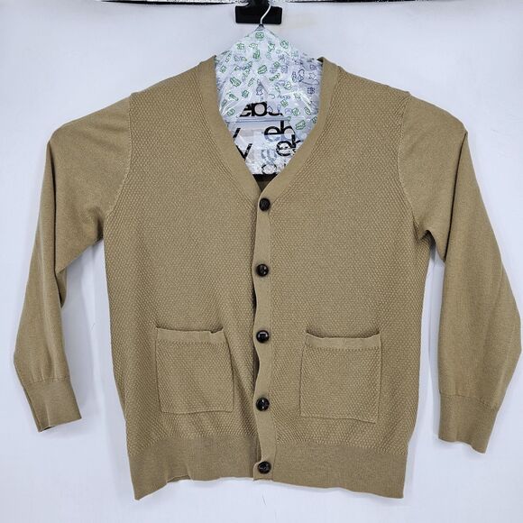 Pj Paul Jones Cardigan Sweater Mens Large‎ Collar Tan Long Sleeve Casual Preppy - Picture 1 of 10